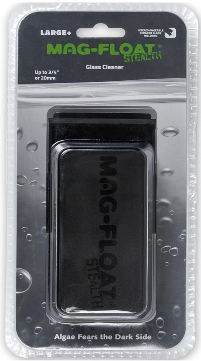 Large + Plus Black Stealth Glass Magnet Aquarium Scraper Cleaner with Blade - Floating Magfloat Magnetic Leaning Tool