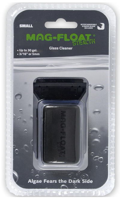 Small Black Stealth Glass Magnet Aquarium Scraper Cleaner with Blade - Floating Magfloat Magnetic Cleaning Tool