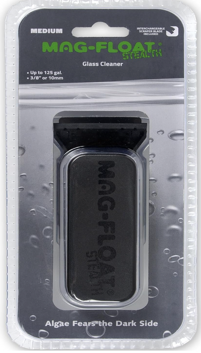 Medium Black Stealth Glass Magnet Aquarium Scraper Cleaner with Blade - Floating Magfloat Magnetic Cleaning Tool