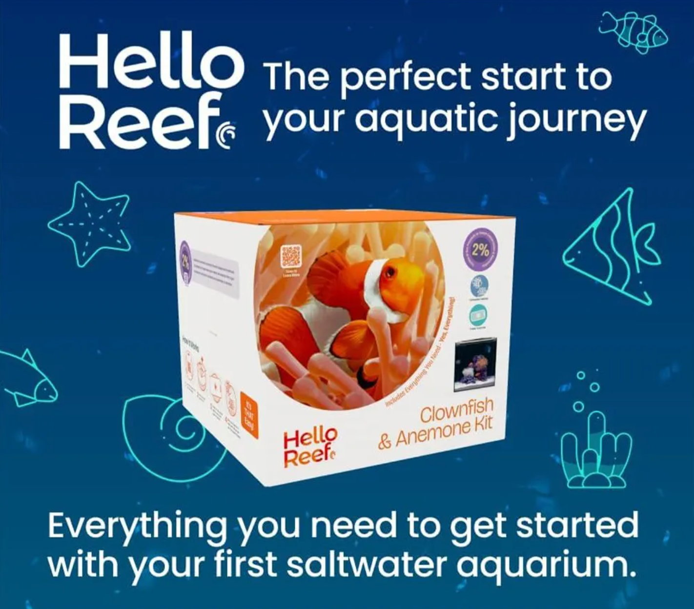 HelloReef Clownfish & Anemone Aquarium Kit